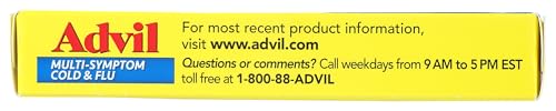 Advil Multi-Symptom tablettes sur table, soulagement rapide des maux de tête et fièvre.