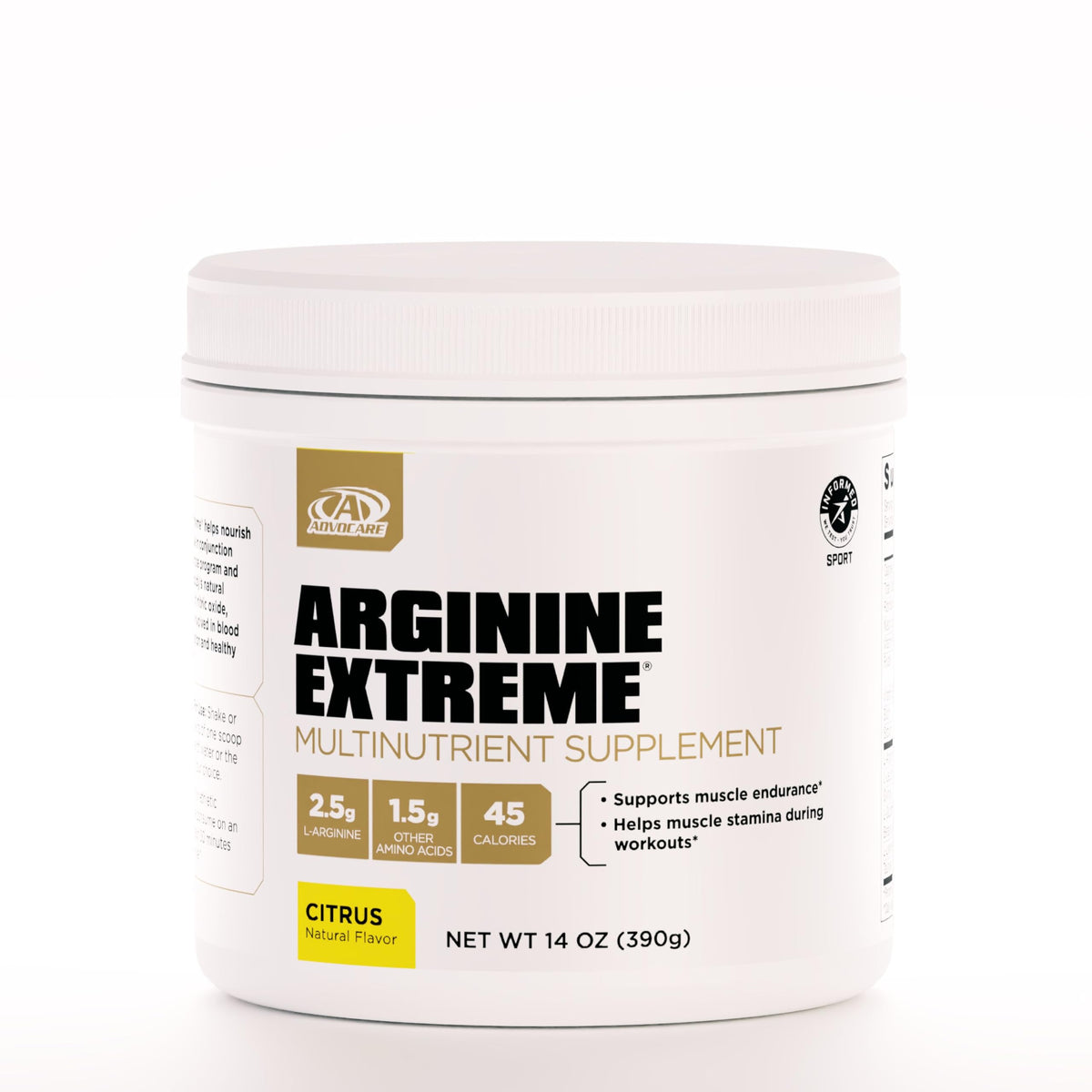 AdvoCare Arginine Extreme poudre pré-entraînement pour endurance et énergie.