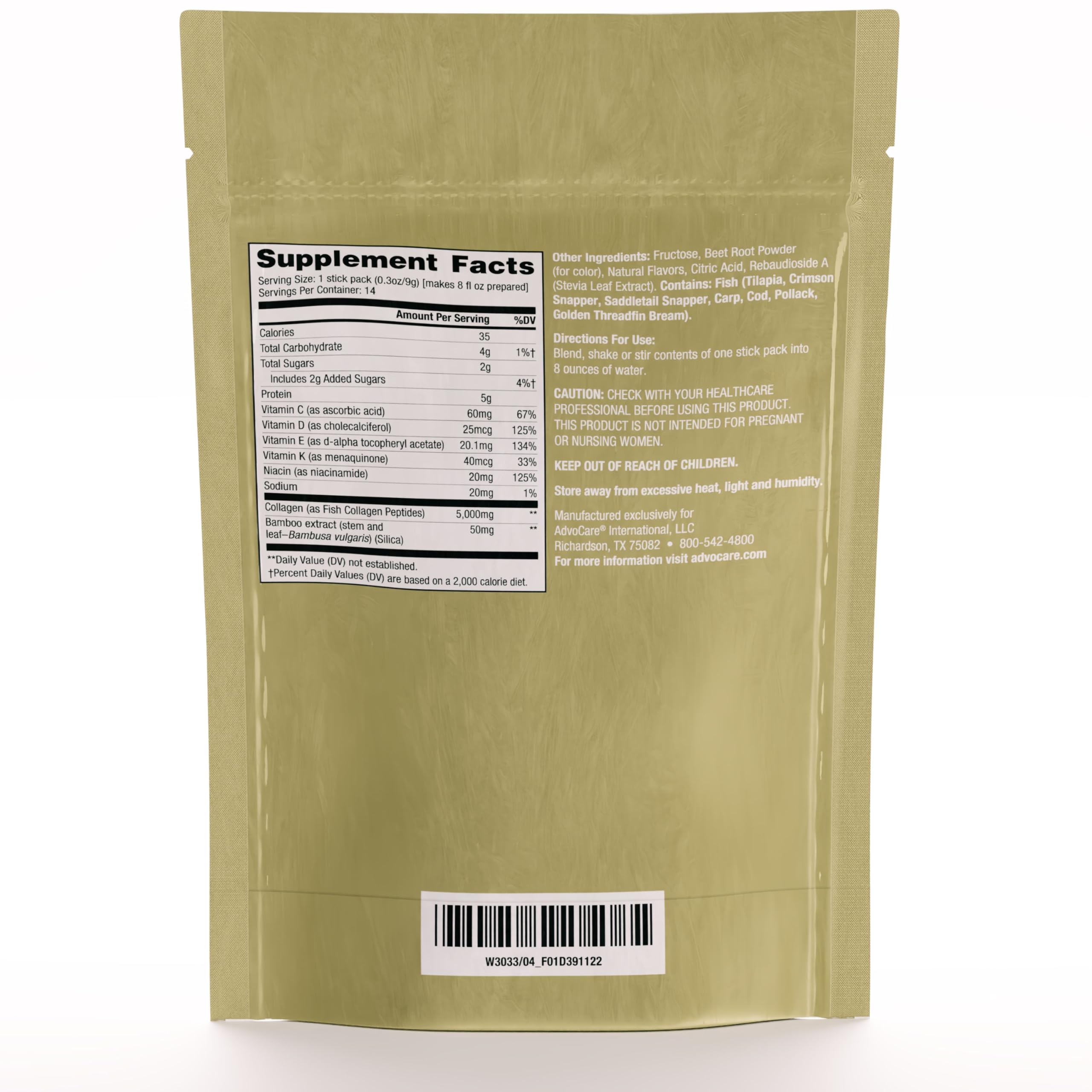 AdvoCare Glow Collagen – poudre marine, texture riche pour soutenir l'éclat cutané.