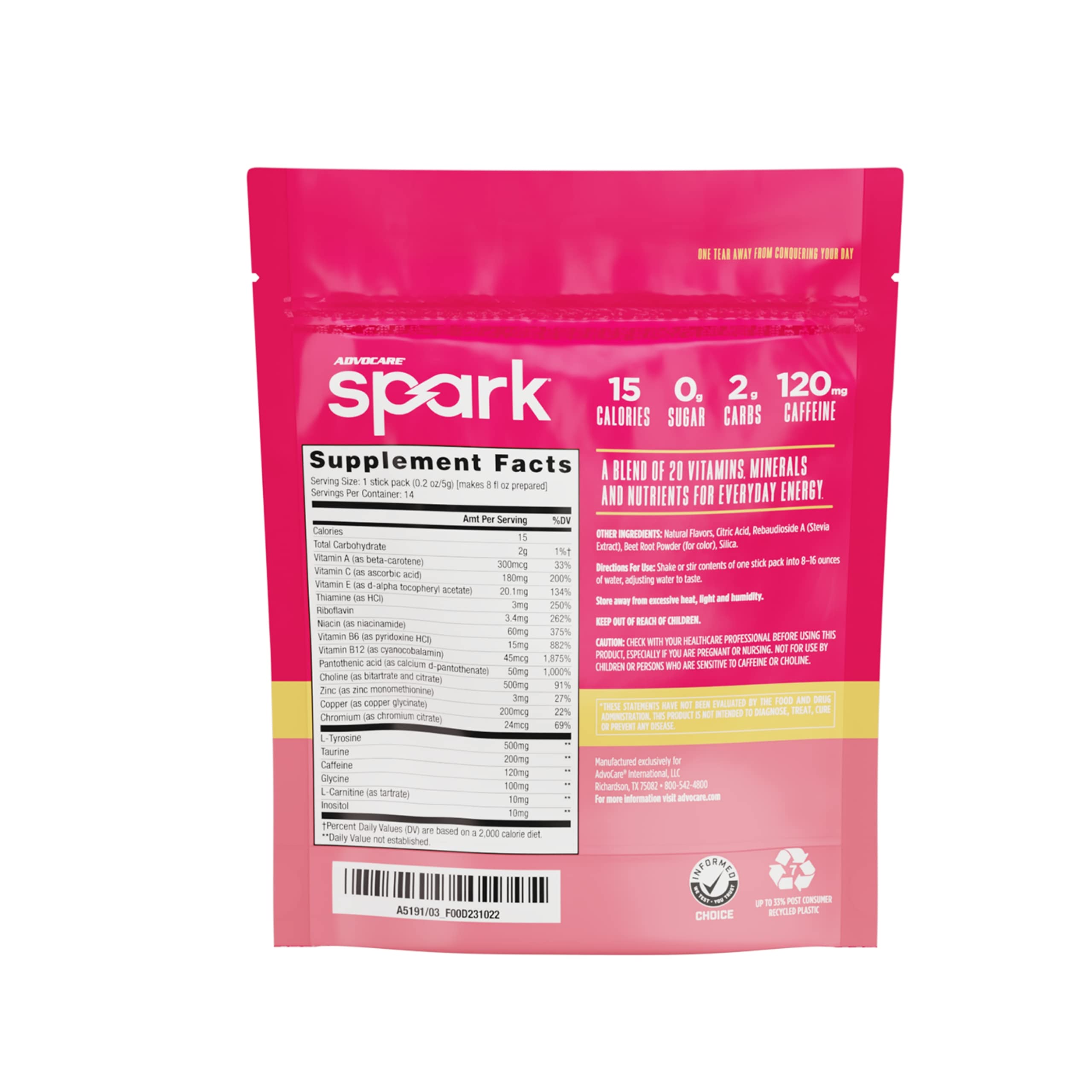 AdvoCare Spark saveur pamplemousse soleil, rafraîchissante et sans sucre