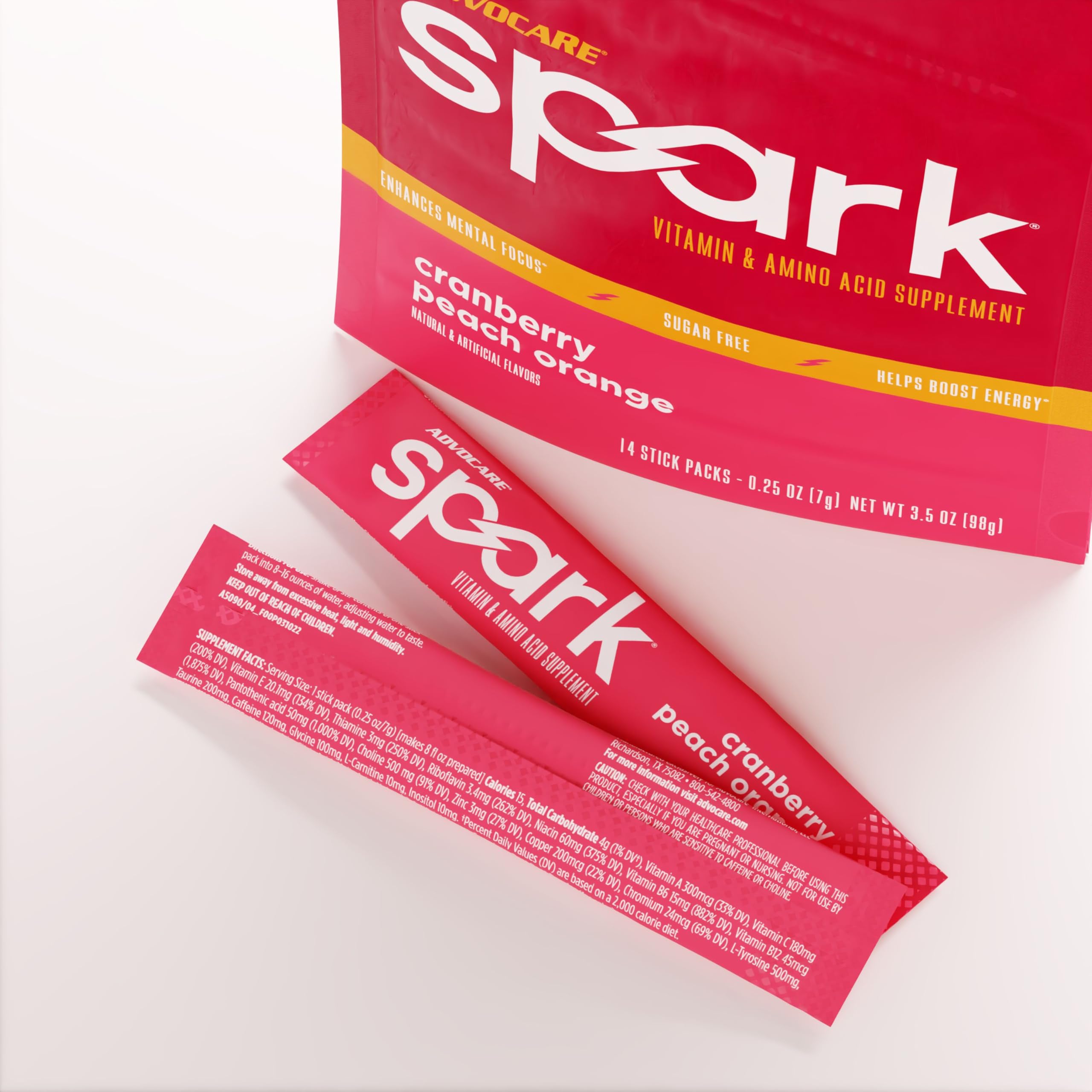 Ingrédients Spark: vitamines et acides aminés pour soutenir l’énergie mentale.