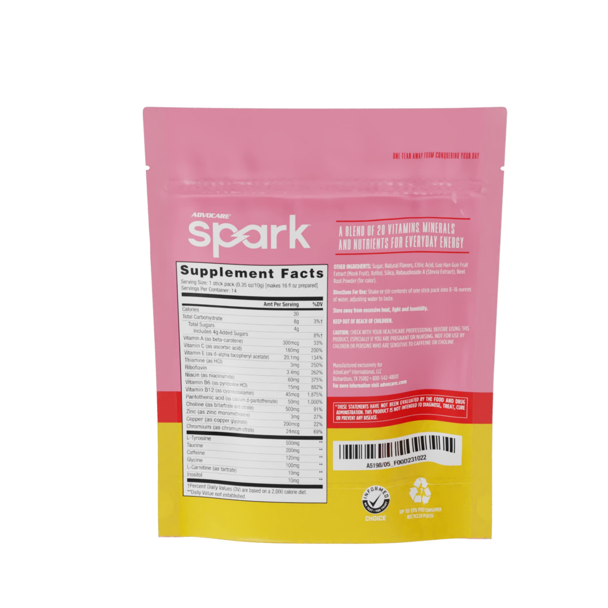 Sachets AdvoCare Spark prêts à emporter pour une concentration rapide.