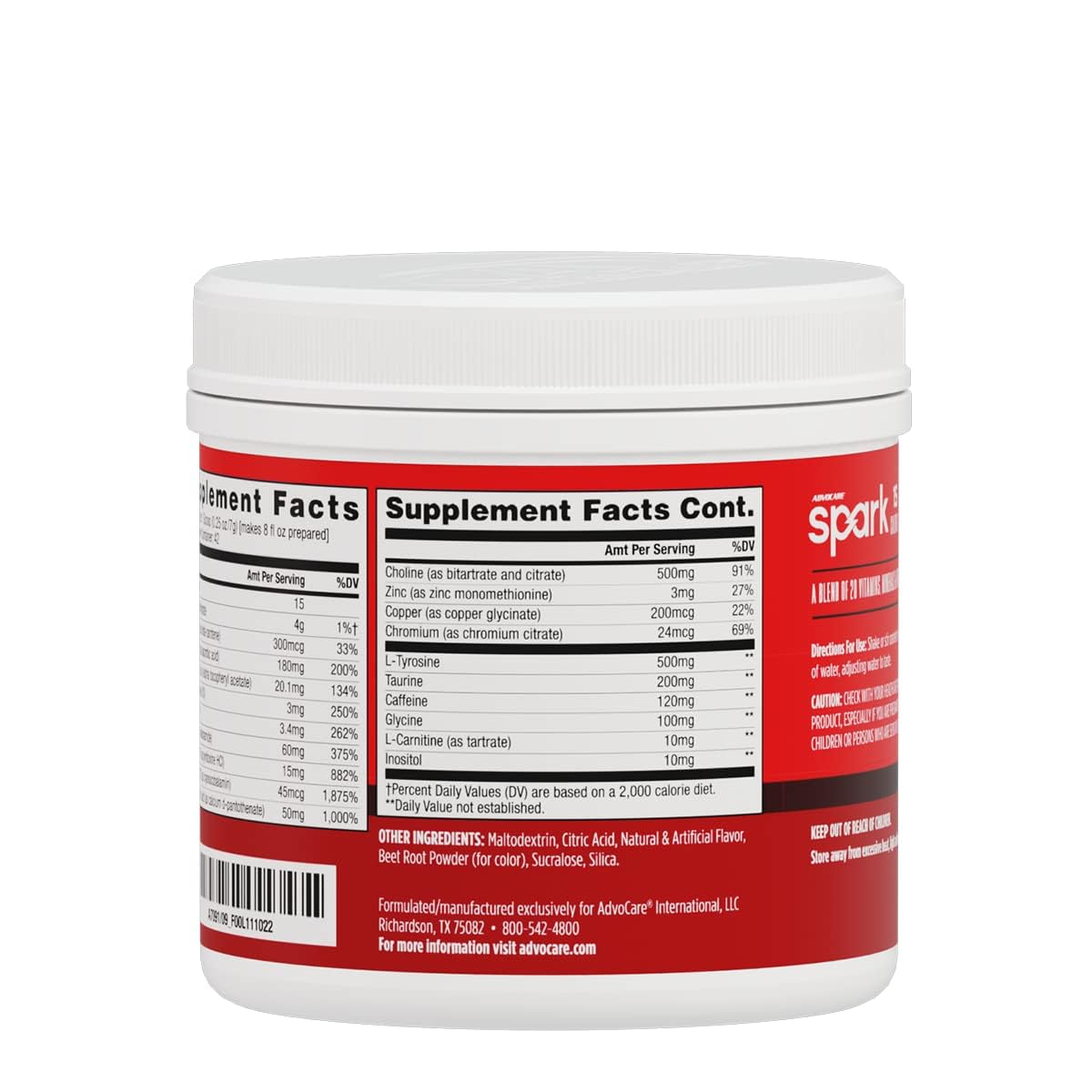 AdvoCare Spark vitamines A B6 C E: apport nutritionnel quotidien et énergie légère.