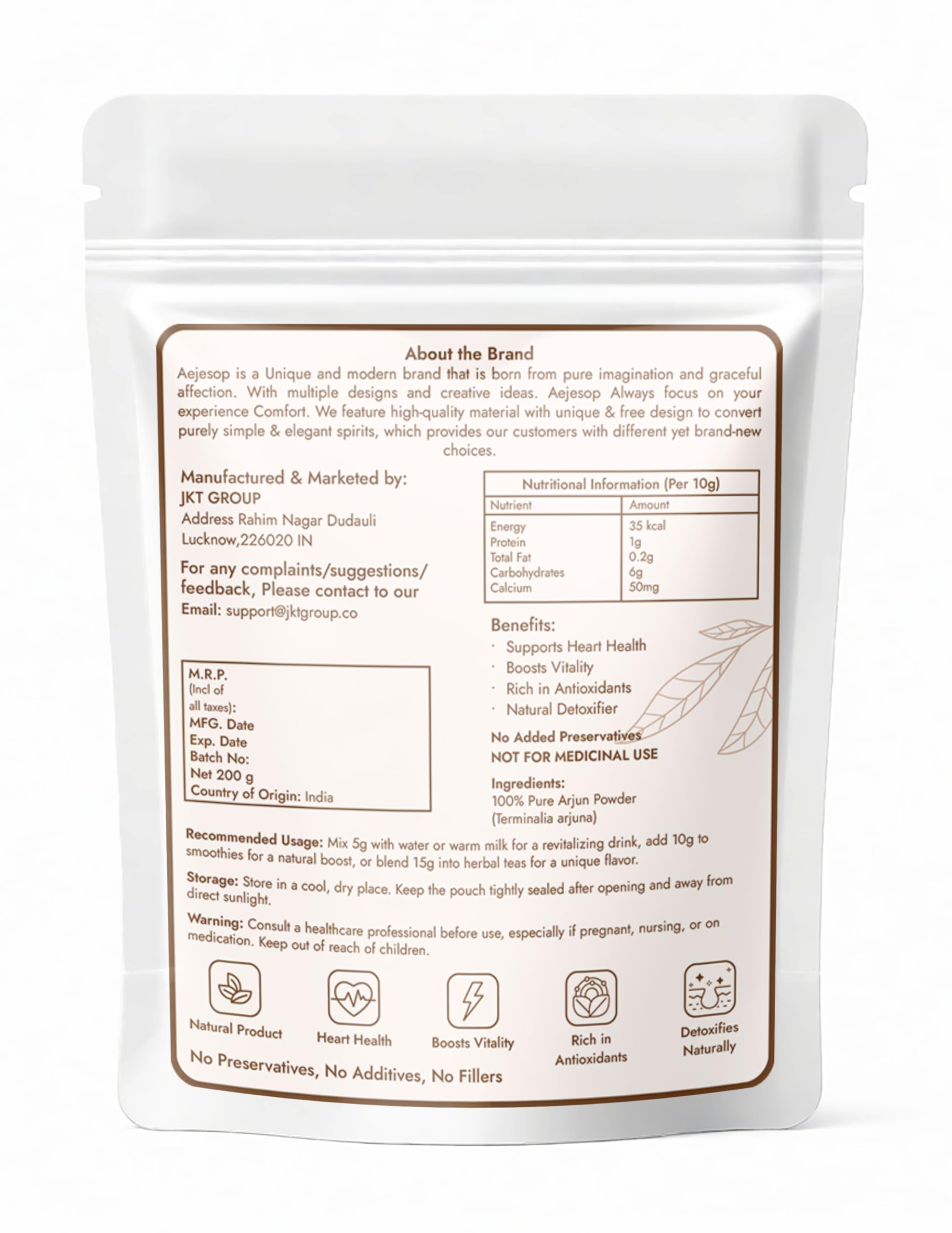 AEJESOP Arjuna poudre avec cuillère-dose pour portions faciles.