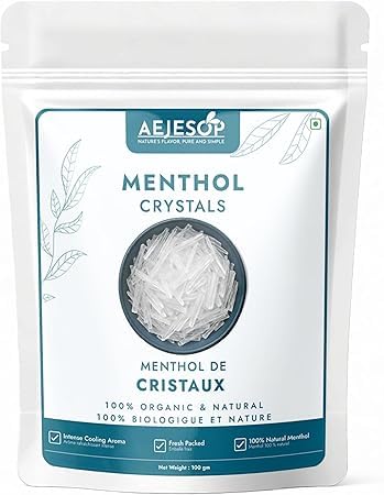 Cristaux de menthol AEJESOP Mentha Arvensis pour diffusion aromatique.