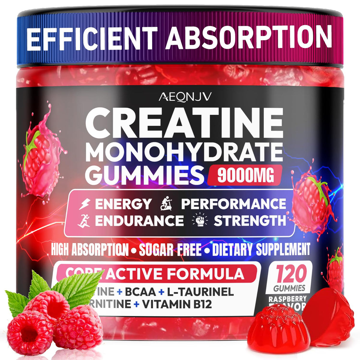 AEQNJV Gommes Créatine Monohydrate, format pratique pour l’entraînement