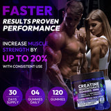 Absorption améliorée avec la formule AEQNJV Creatine Gummies.