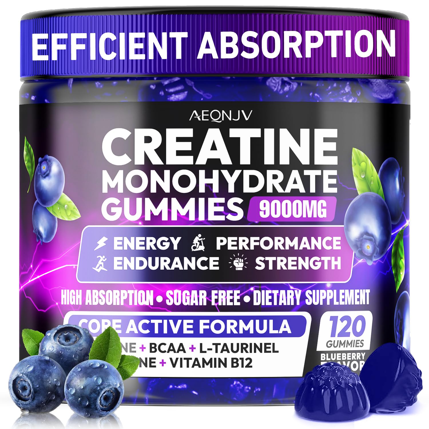 AEQNJV Creatine Gummies dans la bouteille, énergie durable pendant l’entraînement.