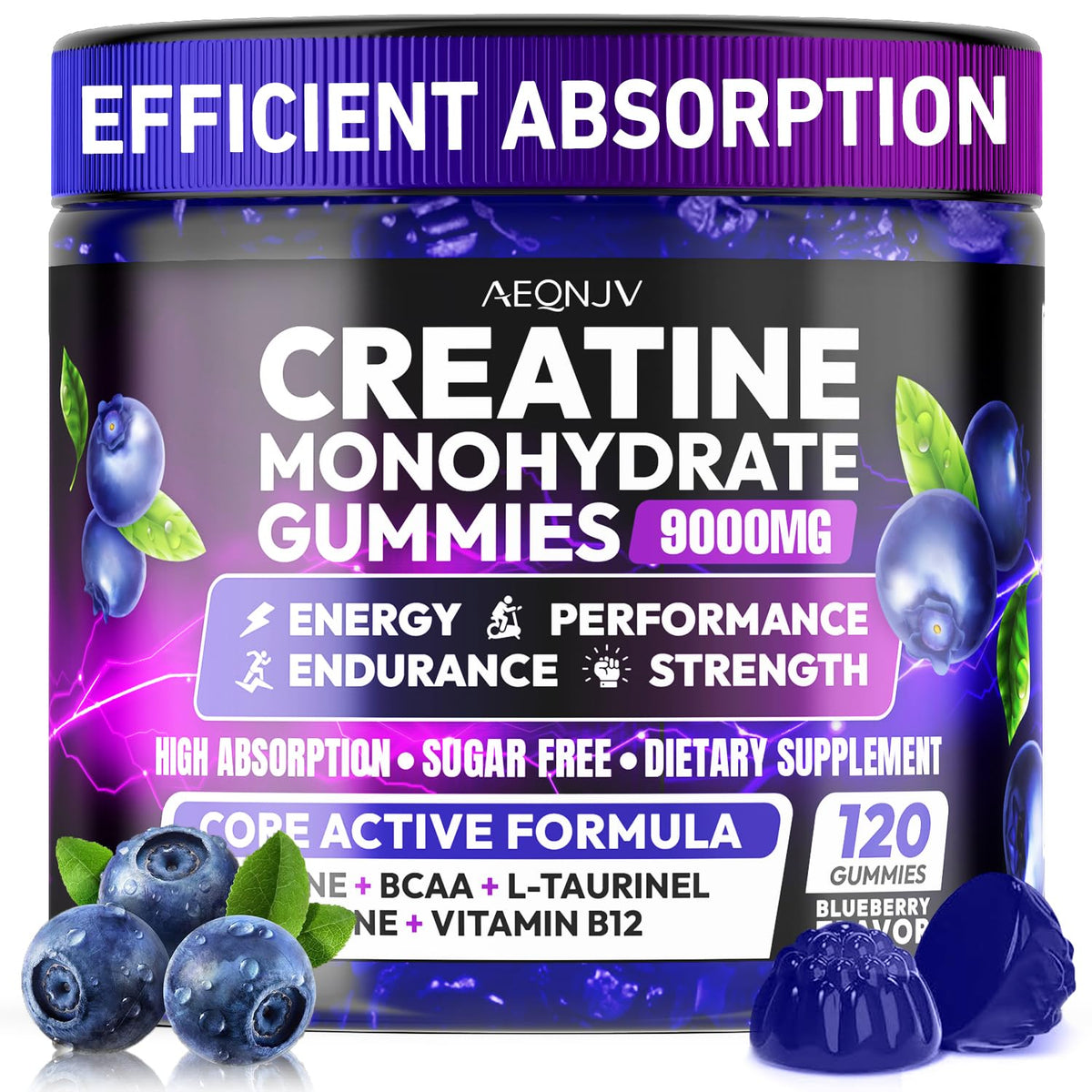 AEQNJV Creatine Gummies dans la bouteille, énergie durable pendant l’entraînement.