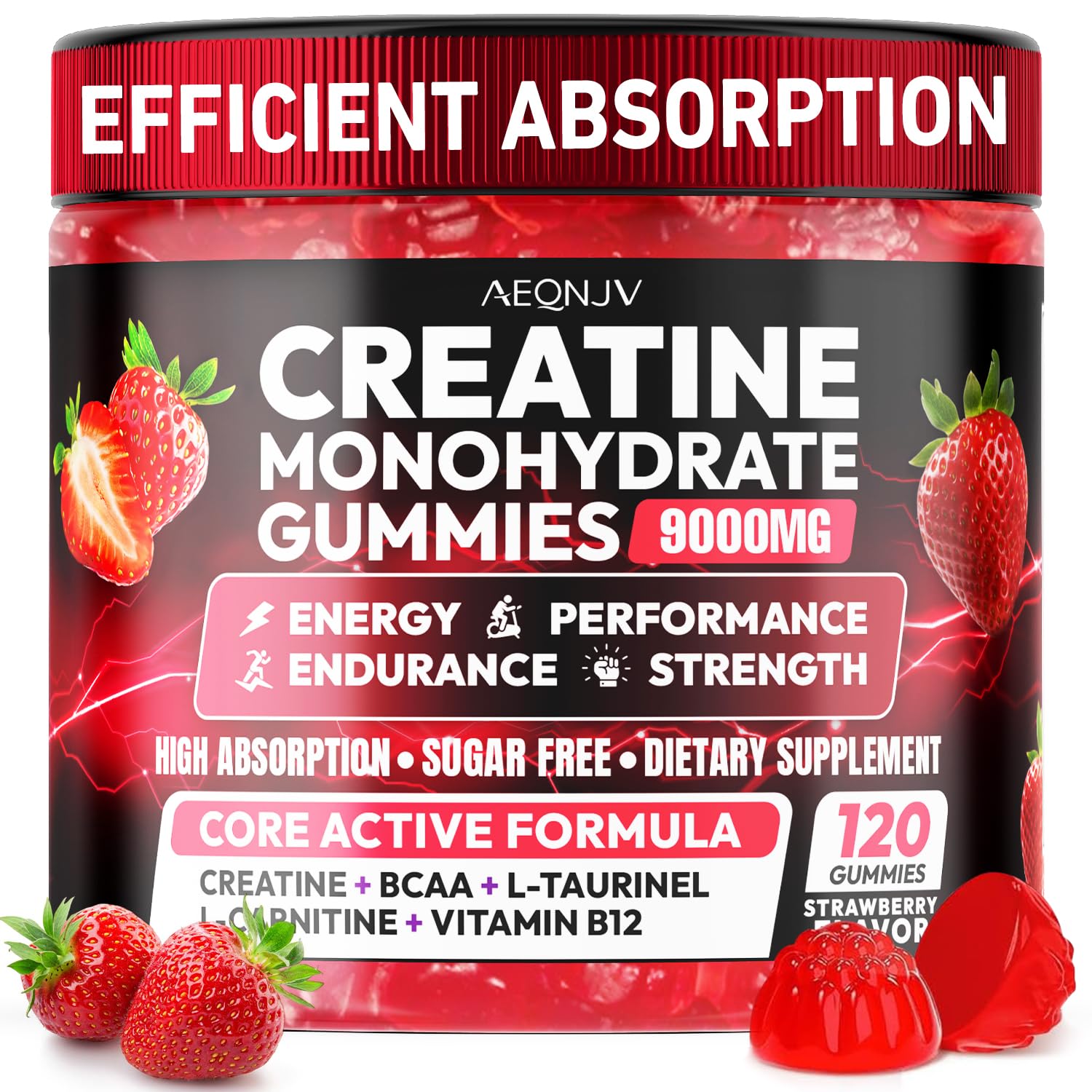 AEQNJV Gommes Créatine – emballage pratique pour votre routine quotidienne.