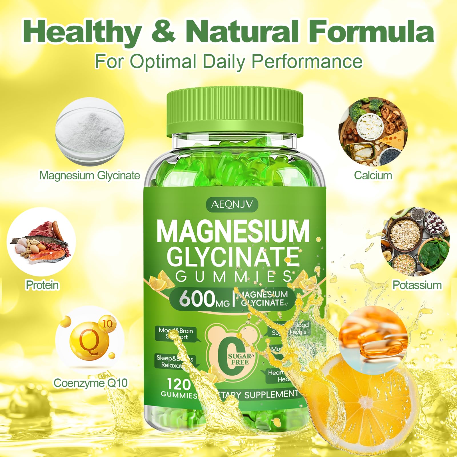 AEQNJV gommes magnésium glycinate sans sucre vegan