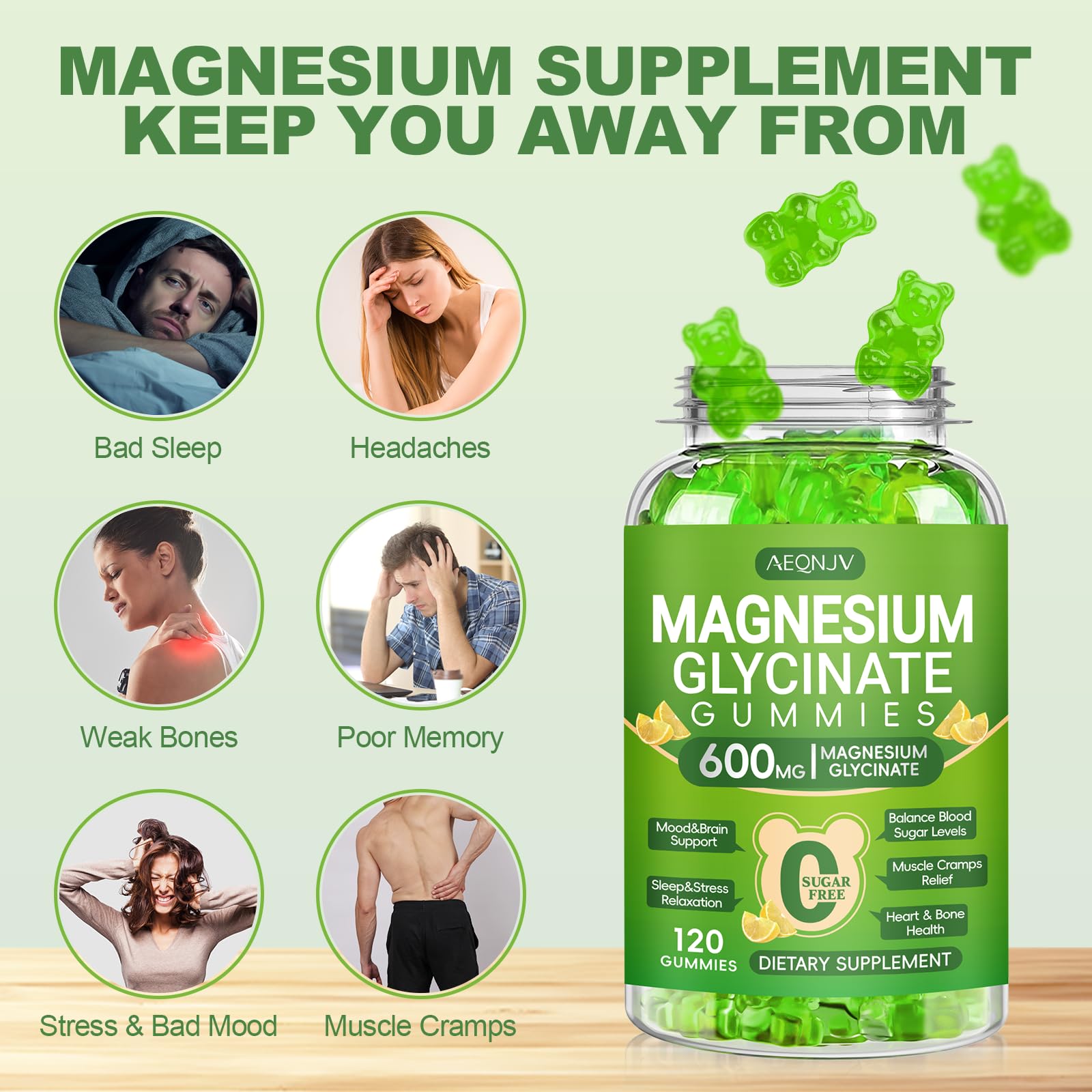 AEQNJV gommes magnésium glycinate saveur framboise, plaisir quotidien