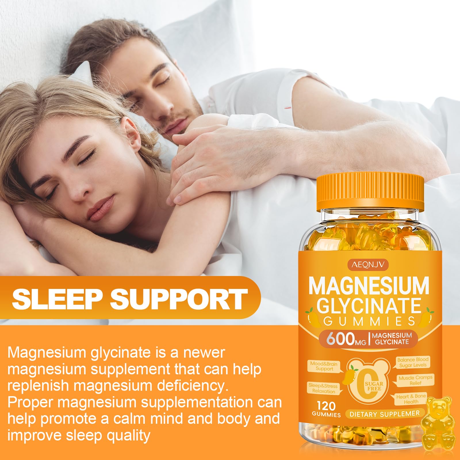 AEQNJV gummies magnésium glycinate pour sommeil – rituel relaxant possible