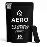Aero Performance Nasal Strips sur emballage: 90 unités pour usage régulier et prolongé.