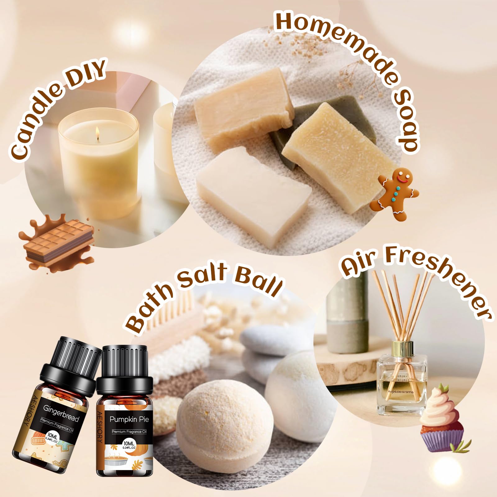 Aeshory: huile parfumée pépites chocolat pour diffuser et parfumer bougies maison.