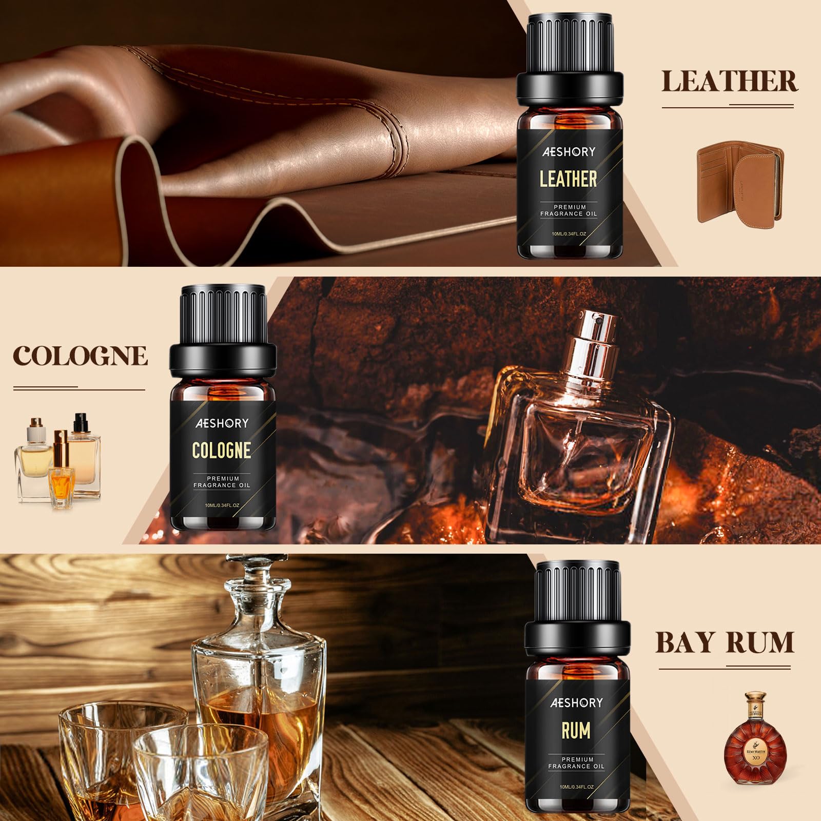 Huiles Aeshory Cuir – flacon 10ml pour fragrance masculine sophistiquée