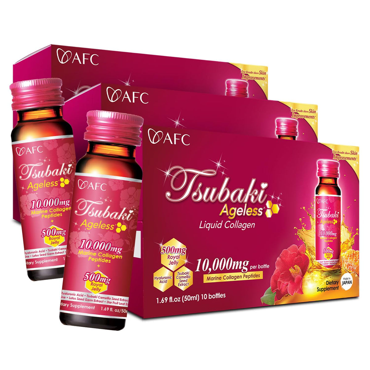 AFC Japan Tsubaki Ageless – Bouteille de collagène, hydratation potentielle de la peau