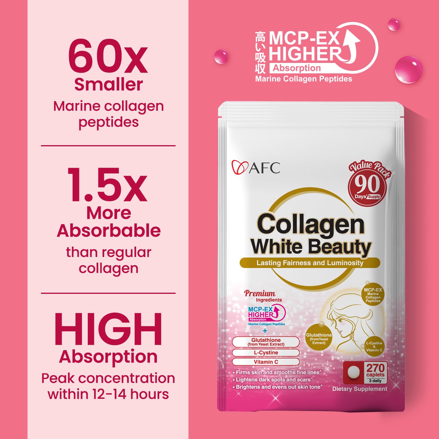 AFC Japan Collagen White Beauty – L-Cystine pour soutenir la vitalité des ongles et cheveux