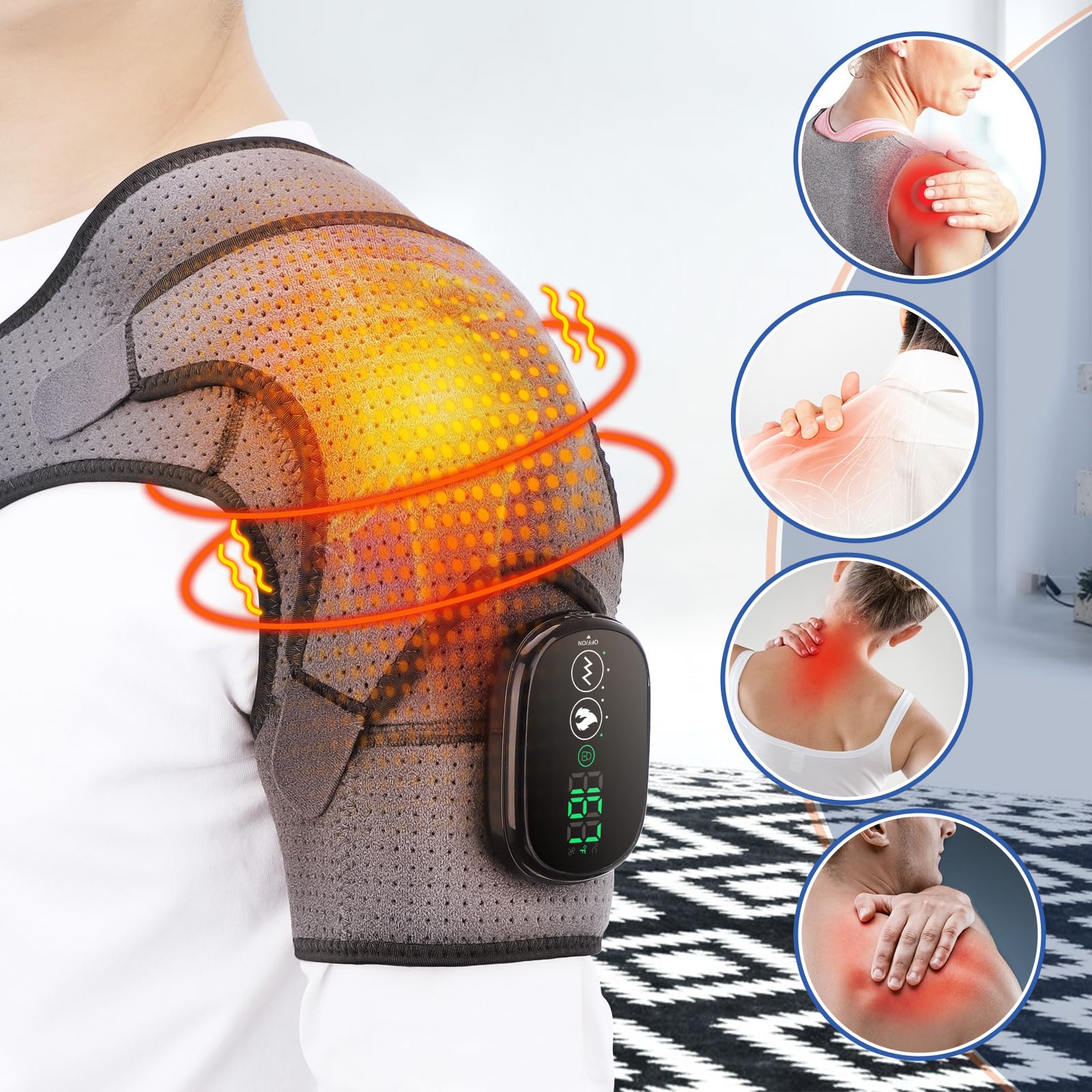 AFDEAL épaule wrap avec batterie 5000mAh, chaleur portable longue durée