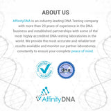 Kit complet AffinityDNA: tout le nécessaire réuni pour le test.