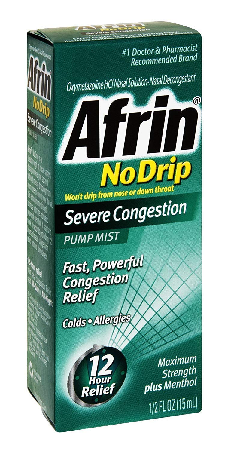 Afrin No Drip brume decongestion pompe 15 ml : soulage rapidement le nez bouché.