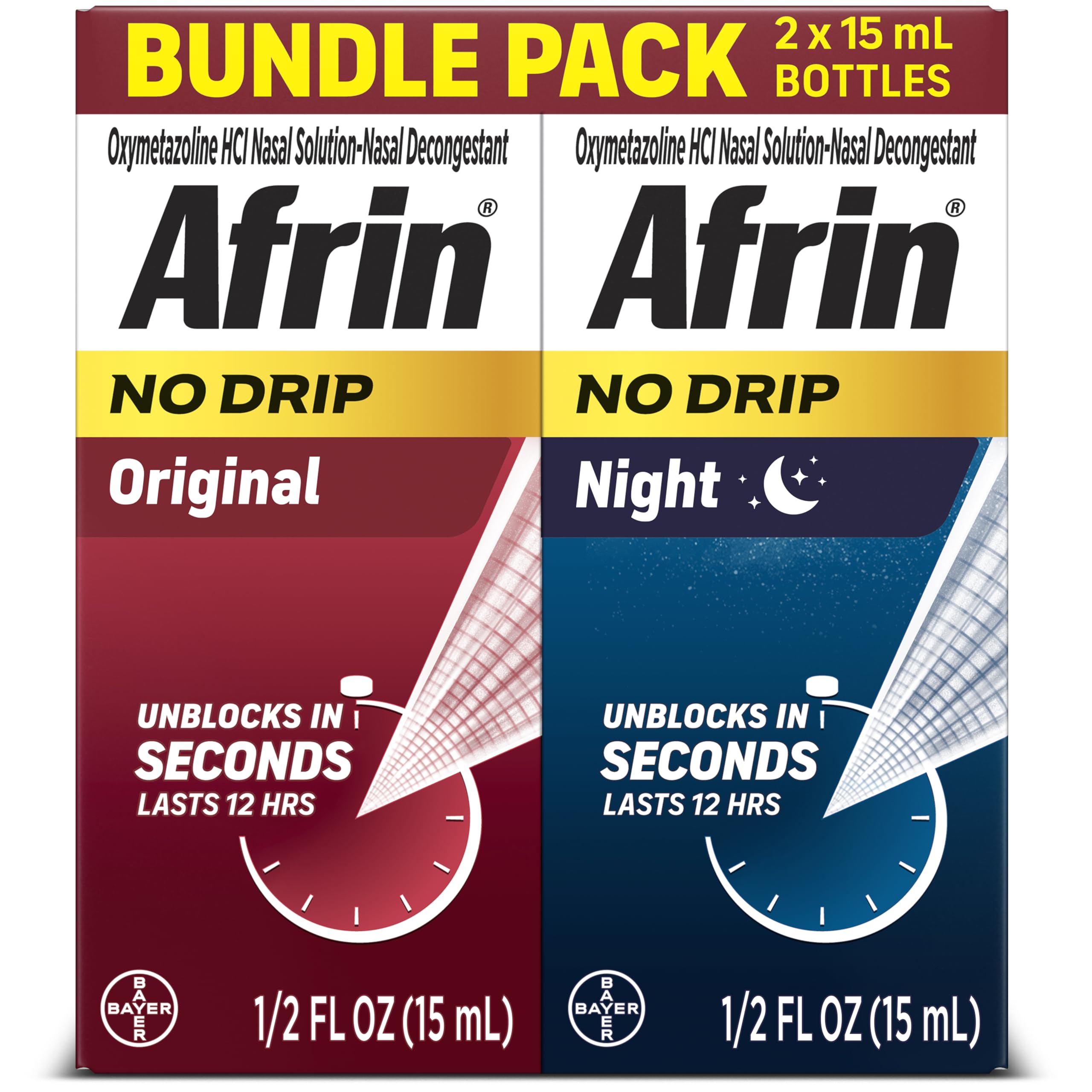 Afrin sans goutte Original — bouteille, soulagement rapide de la congestion nasale.