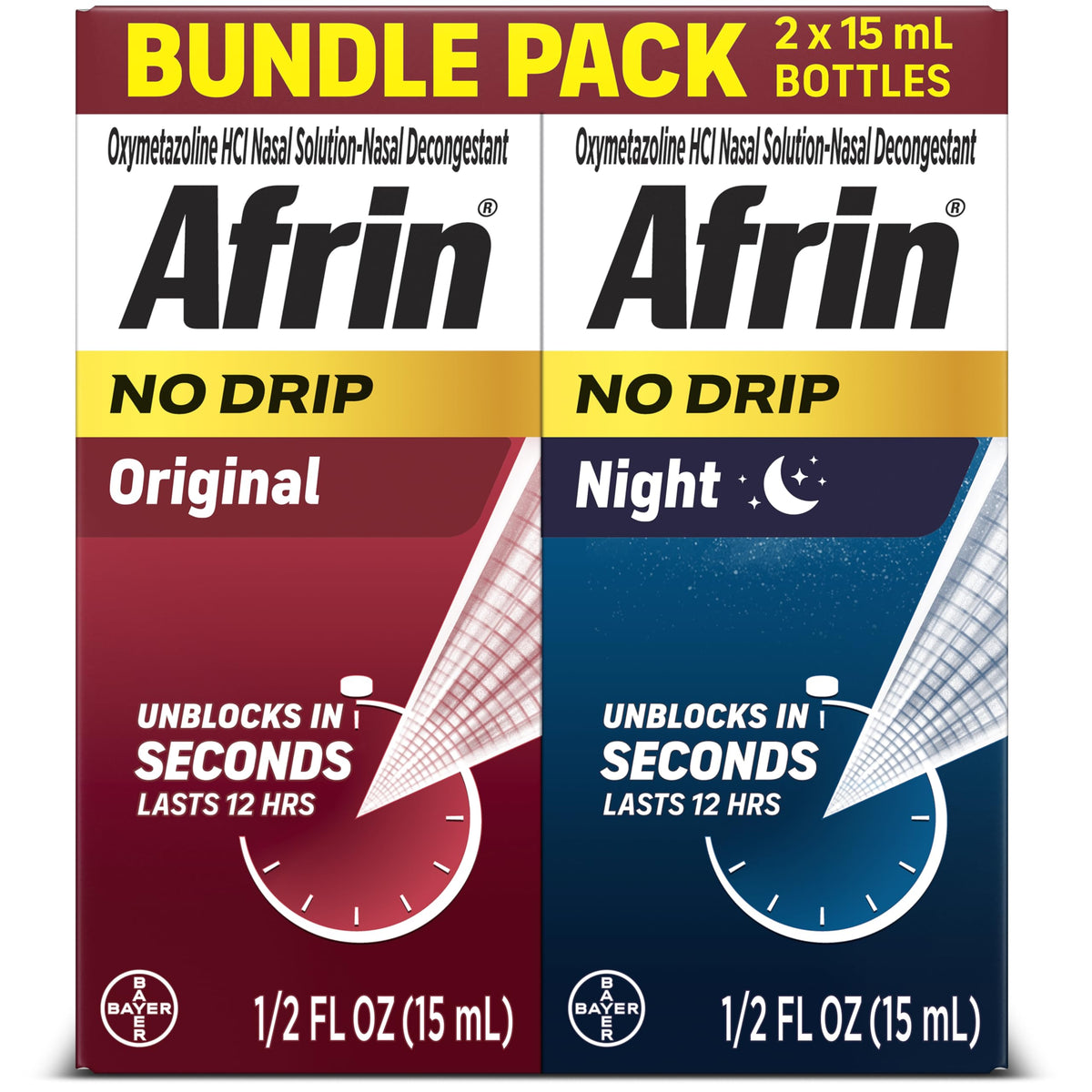 Afrin sans goutte Original — bouteille, soulagement rapide de la congestion nasale.