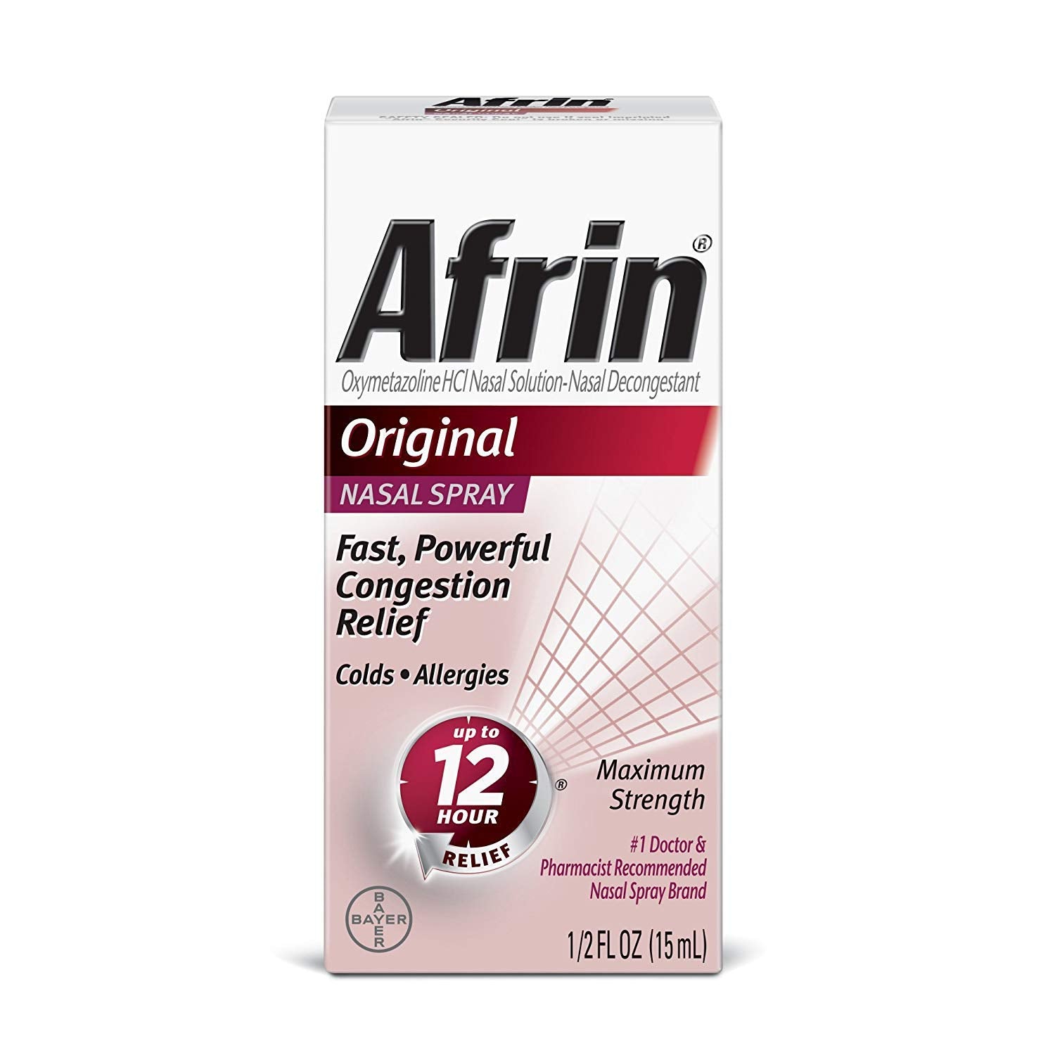 Afrin spray nasal: bouteille-pompe offrant soulagement rapide de la congestion nasale.
