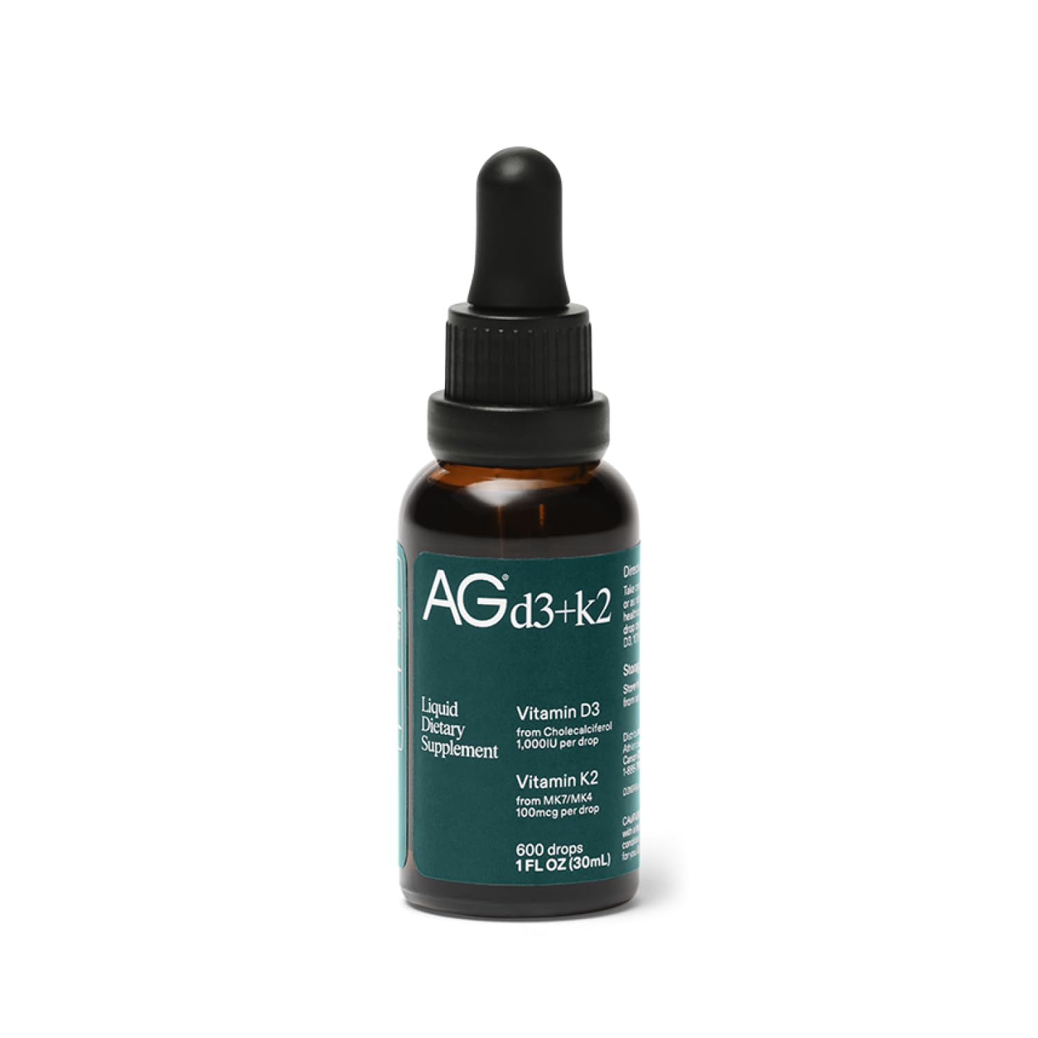 AG1 D3K2: gouttes en bouteille soutenant possiblement la densité osseuse et l'absorption du calcium.