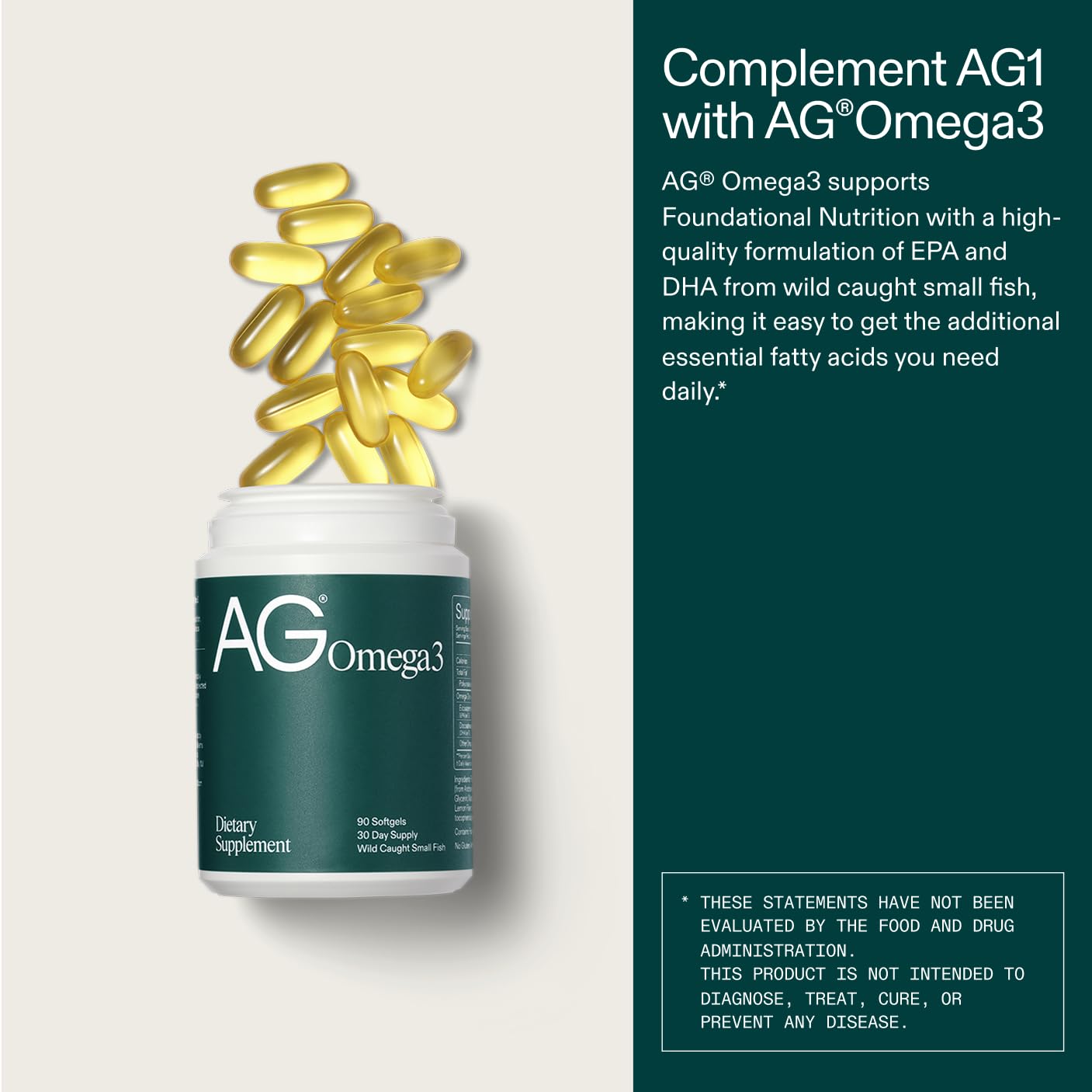 Logo Friend of the Sea sur l’emballage AG1 Omega3