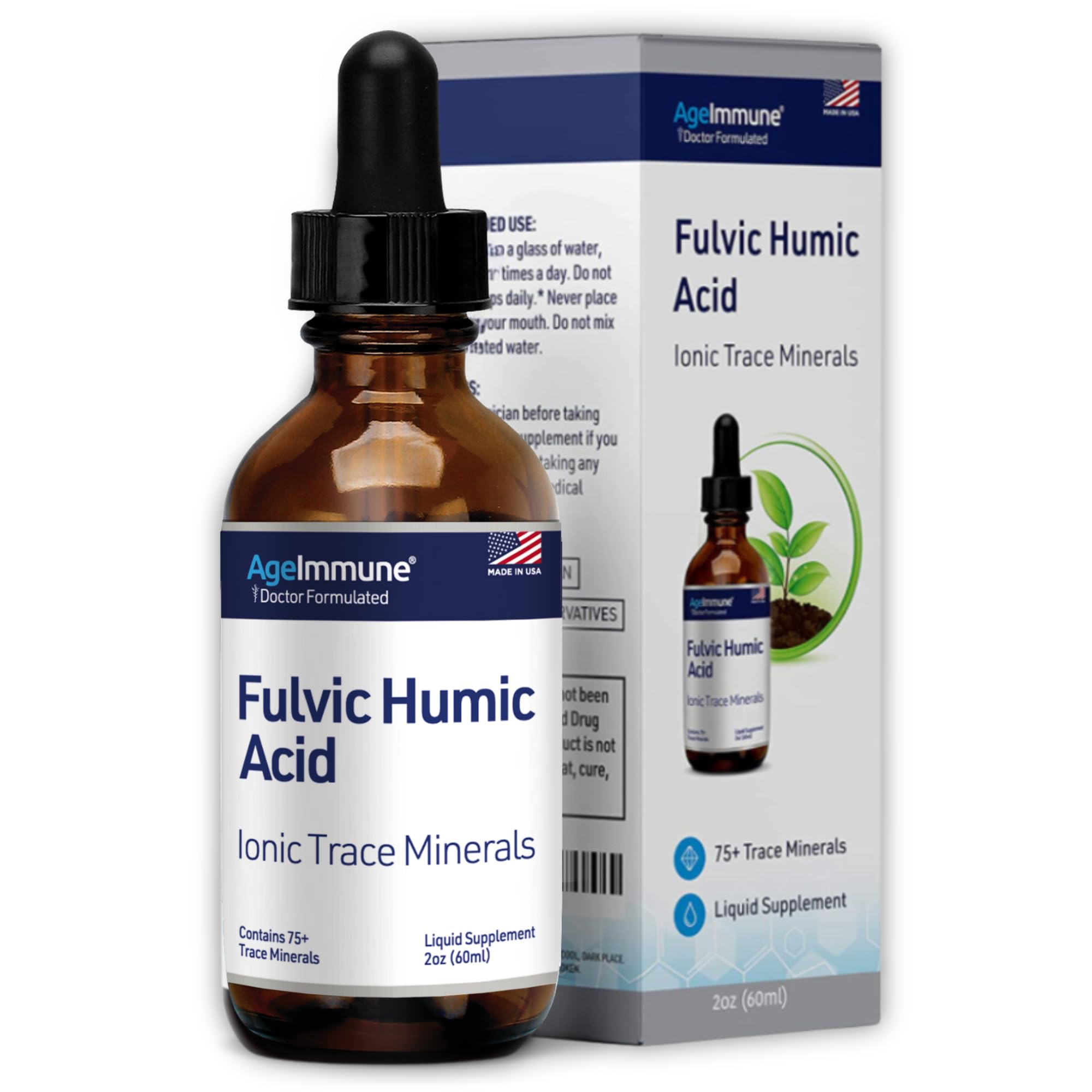AgeImmune: bouteille de gouttes fulviques-humiques 75+ pour énergie et minéraux