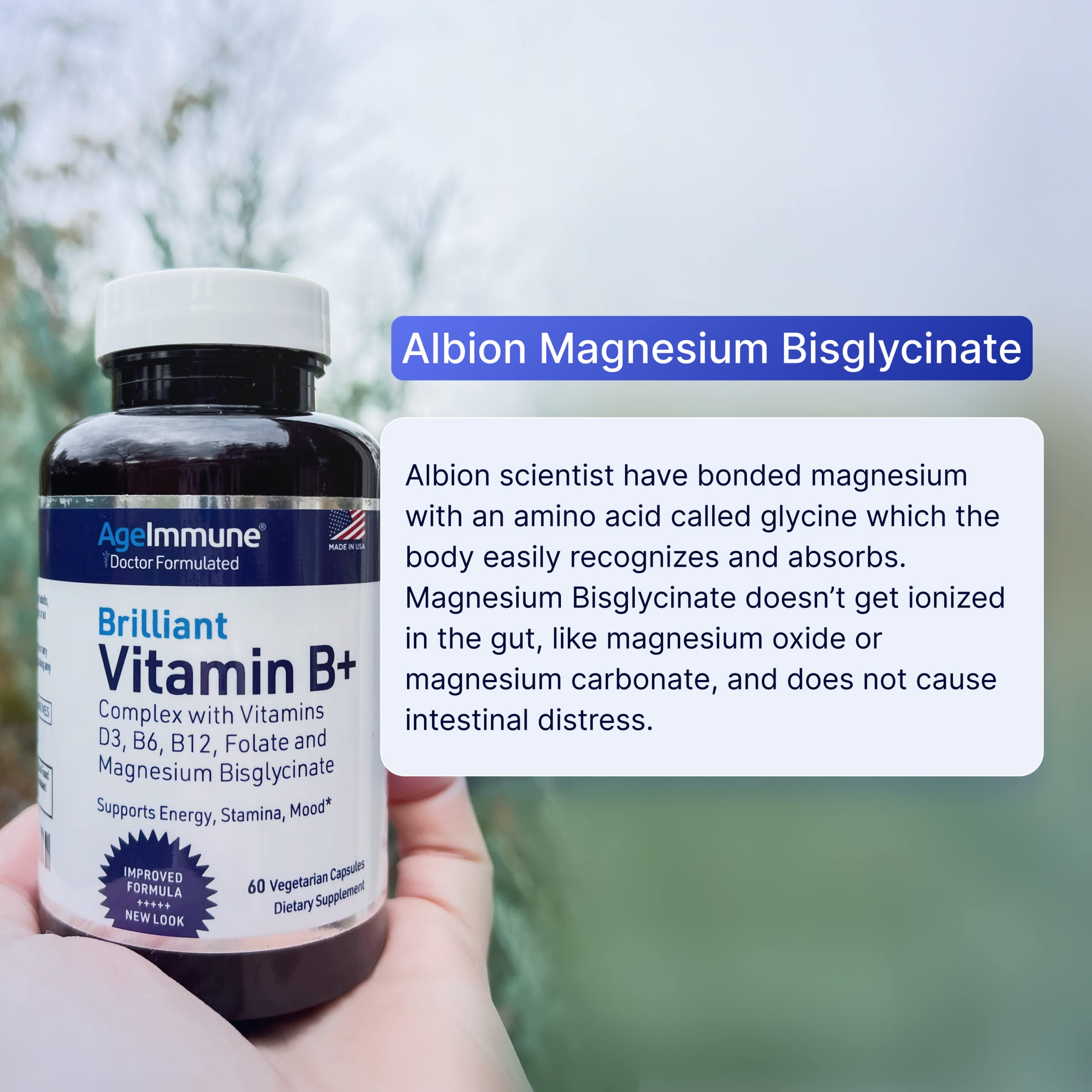 AgeImmune: flacon de 60 capsules pratique pour le quotidien.