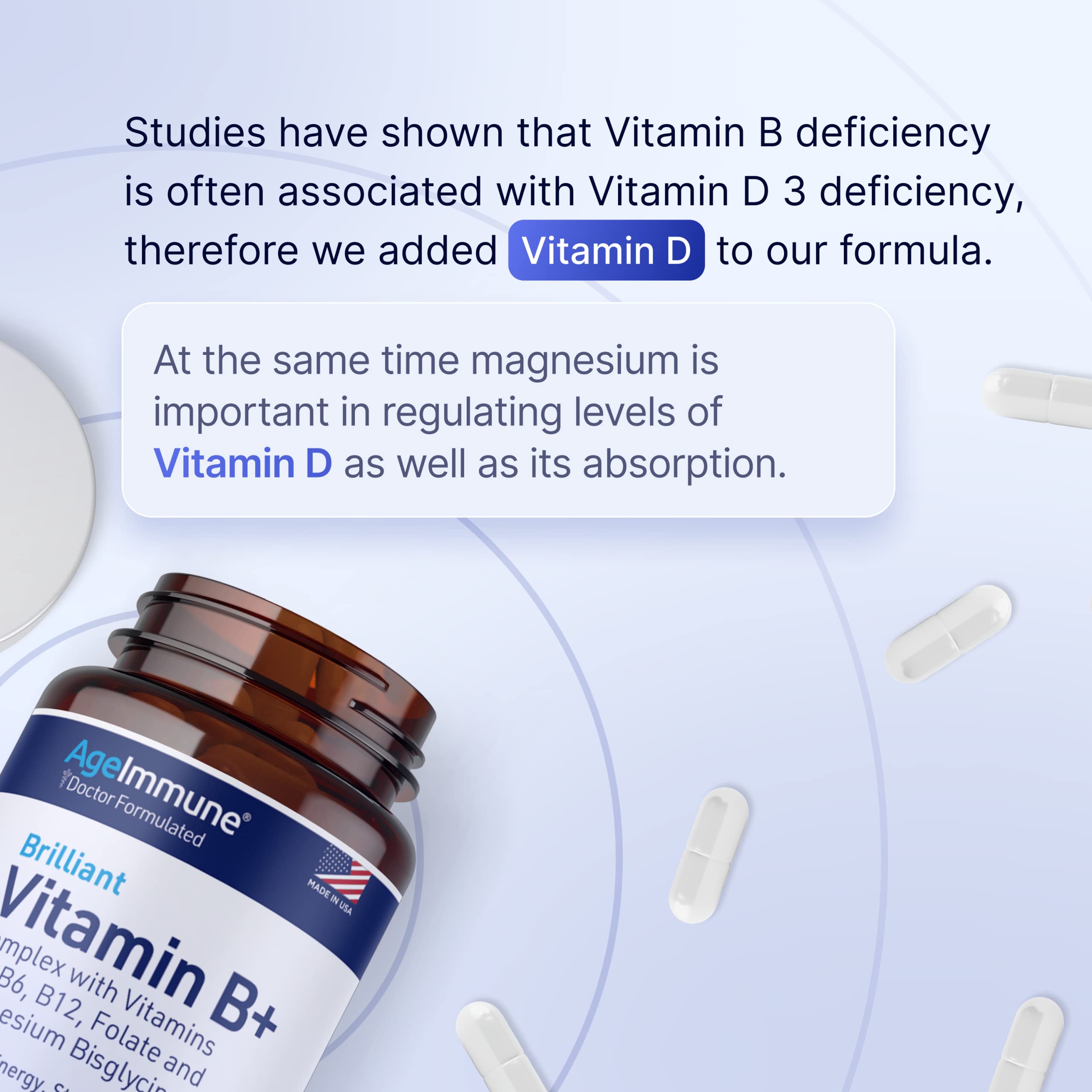 AgeImmune: vitamine D3 pour le soutien immunitaire et l'énergie.