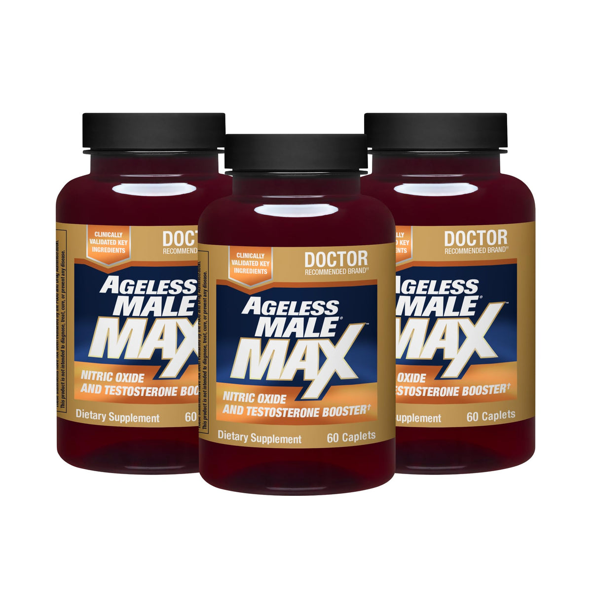 Ageless Male Max : trois bouteilles en pack, soutien potentiel à votre routine quotidienne.