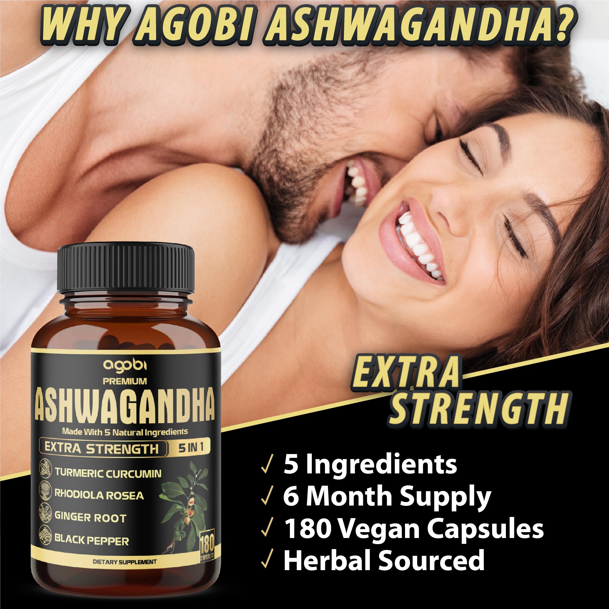 Agobi 5in1 Ashwagandha Poivre noir, meilleure absorption des nutriments.