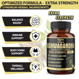 Agobi 5in1 Ashwagandha Rhodiola, capsule et ingrédients naturels, concentration et équilibre.