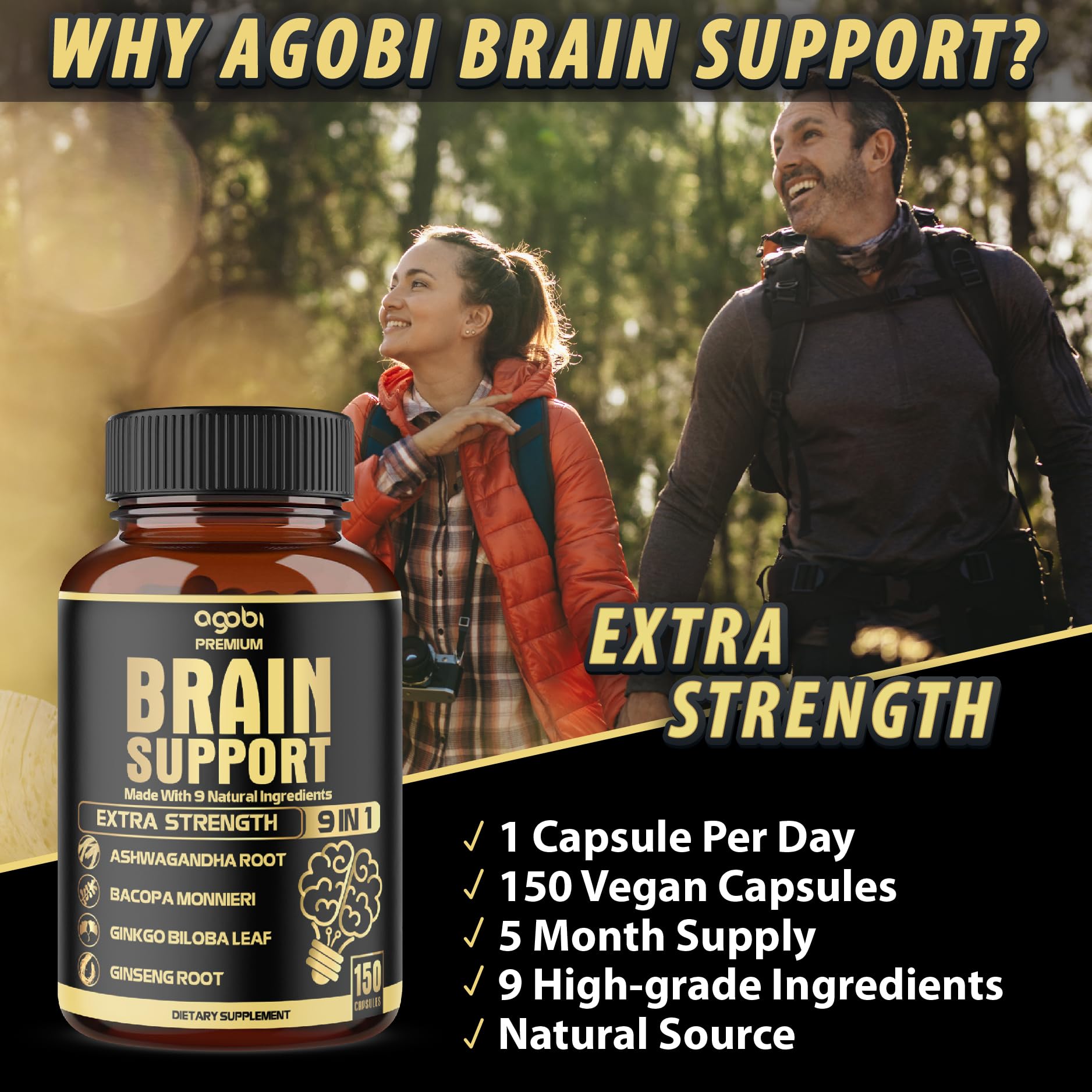 Agobi 9in1 Ginkgo Biloba feuilles : soutient circulation et concentration.
