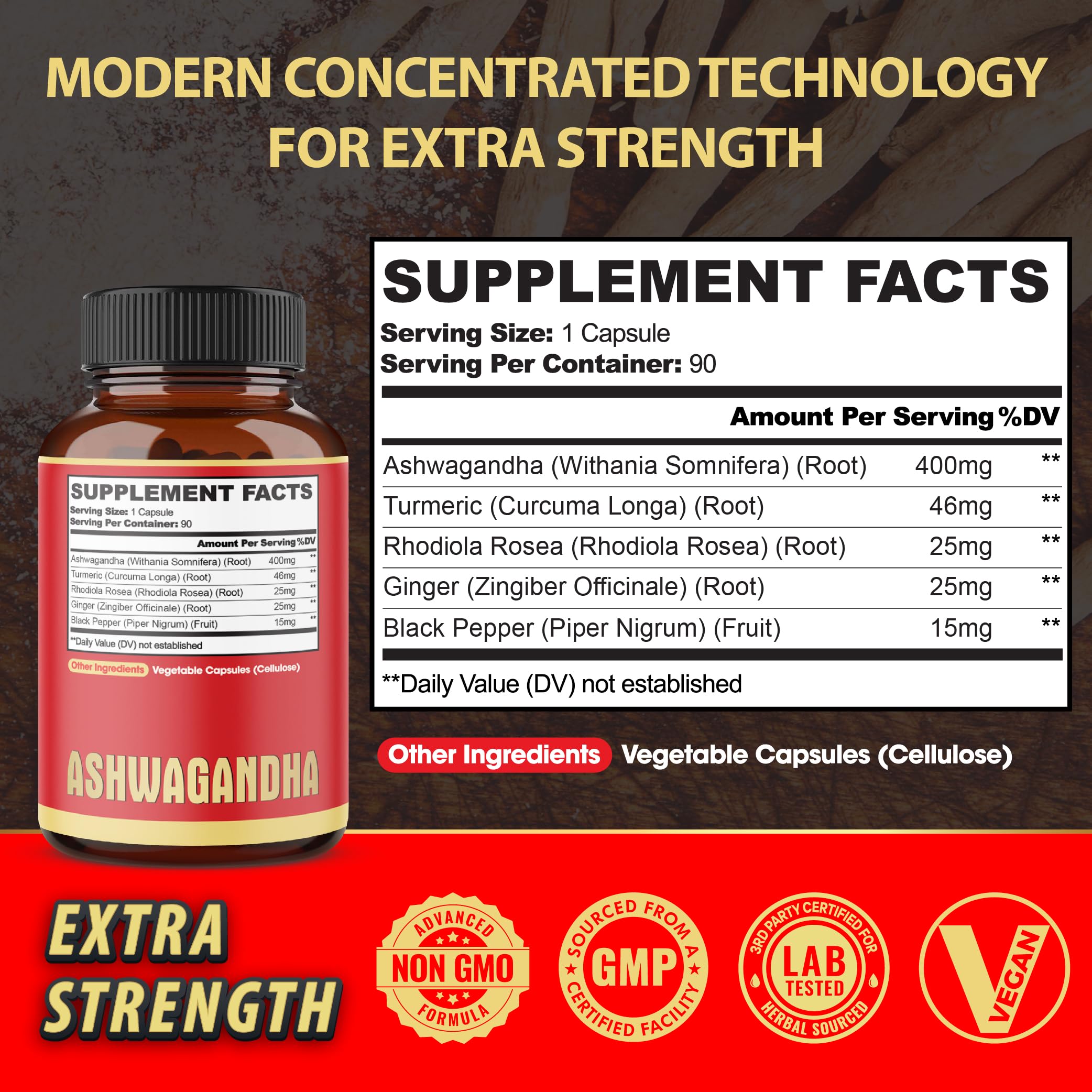 Capsules Agobi Ashwagandha et Gingembre, ingestion facile pour le quotidien.