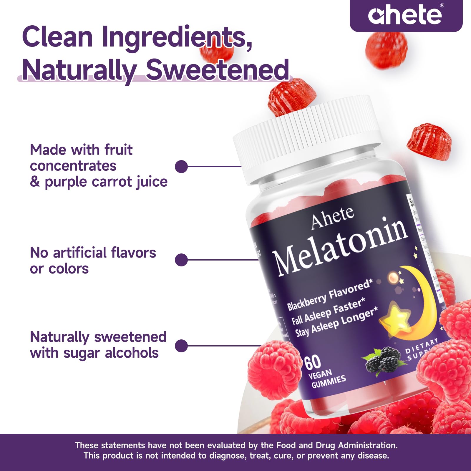 Gommes végan mélatonine 5 mg goût framboise naturelle