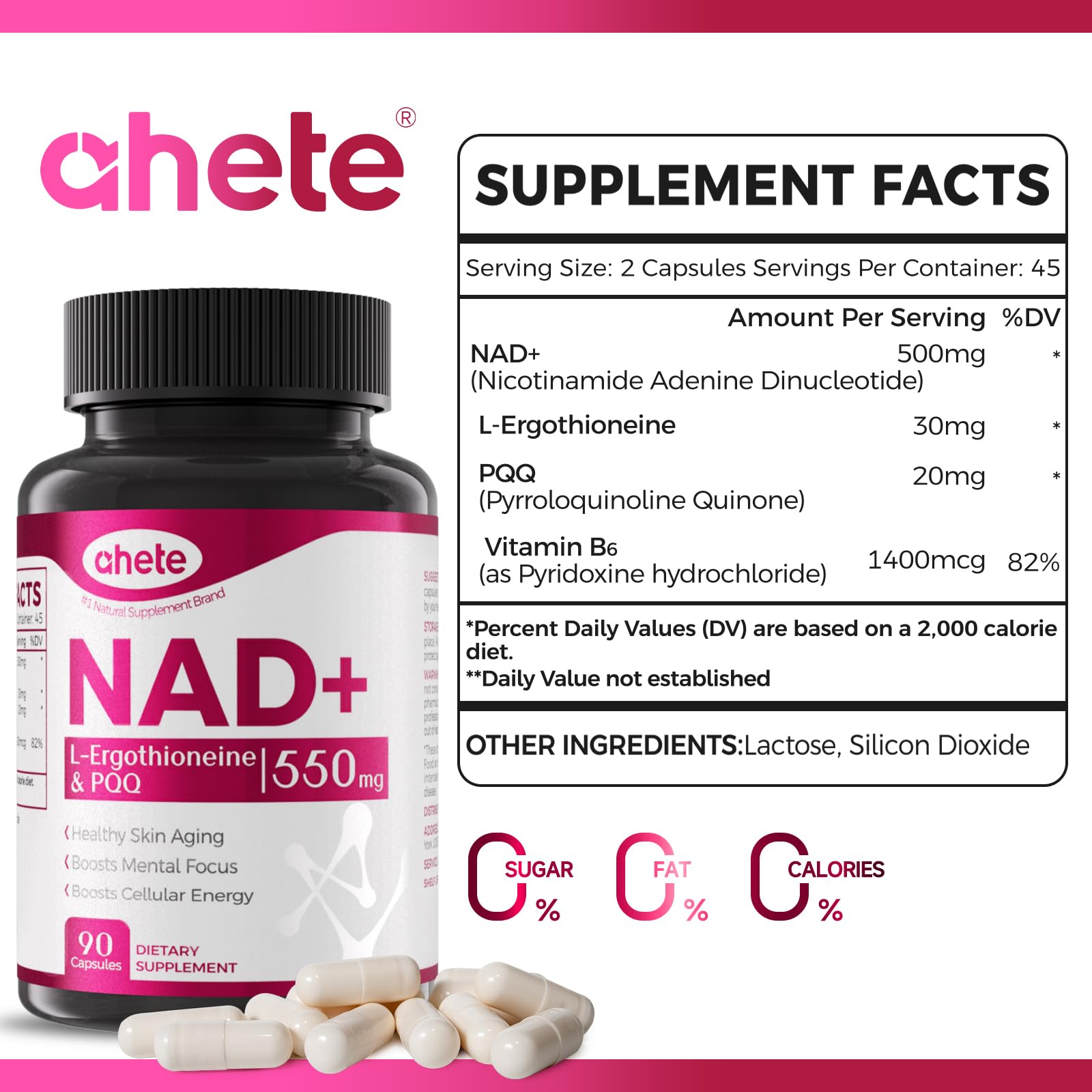 Ahete NAD, capsules faciles à avaler pour l'énergie durable.
