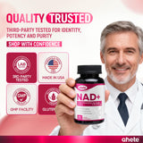 Présentation Ahete NAD mettant en évidence le dosage et les bénéfices.