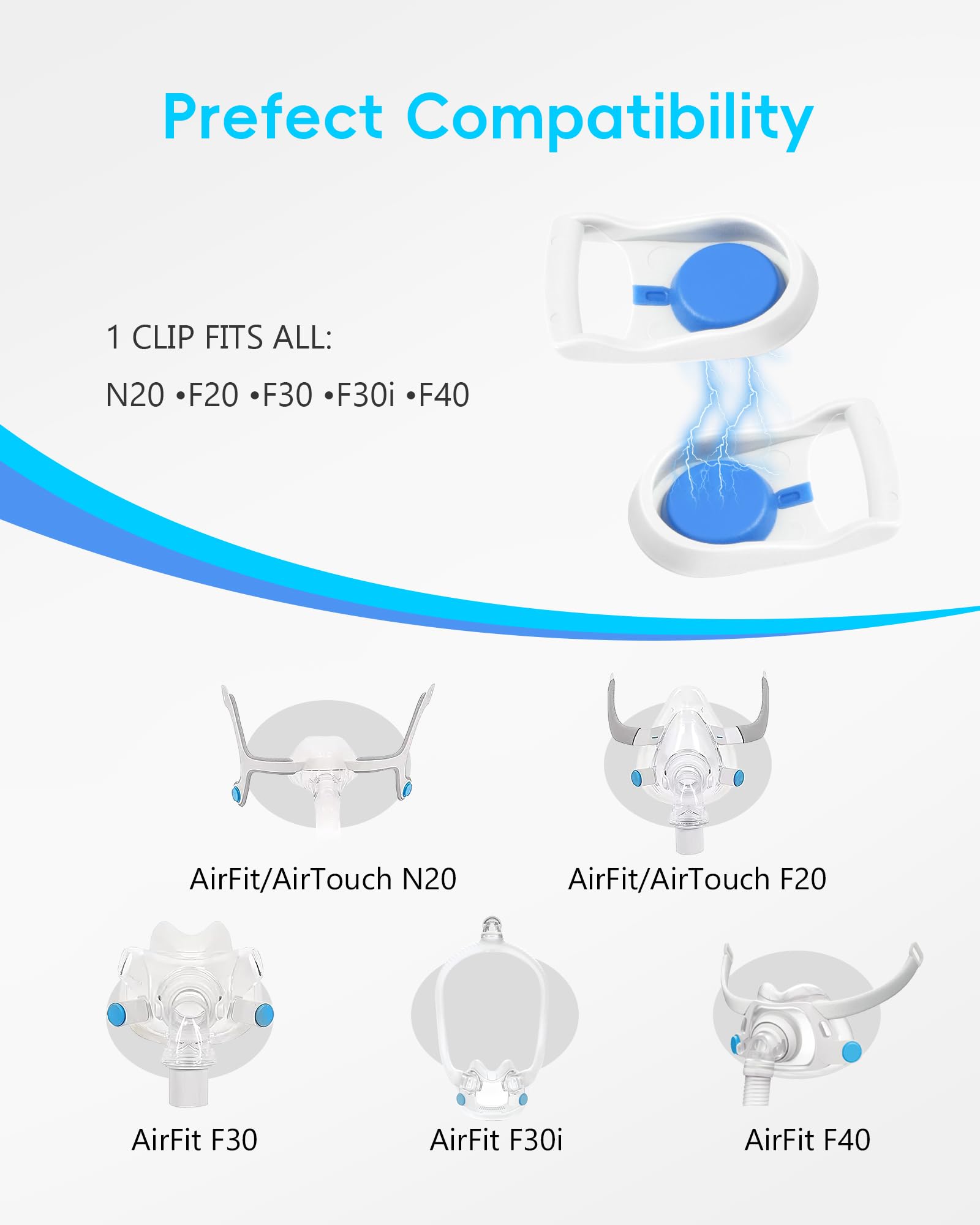 AHIYIYI clip-magnetique harnais ResMed AirTouch pour un détachement rapide et sûr.