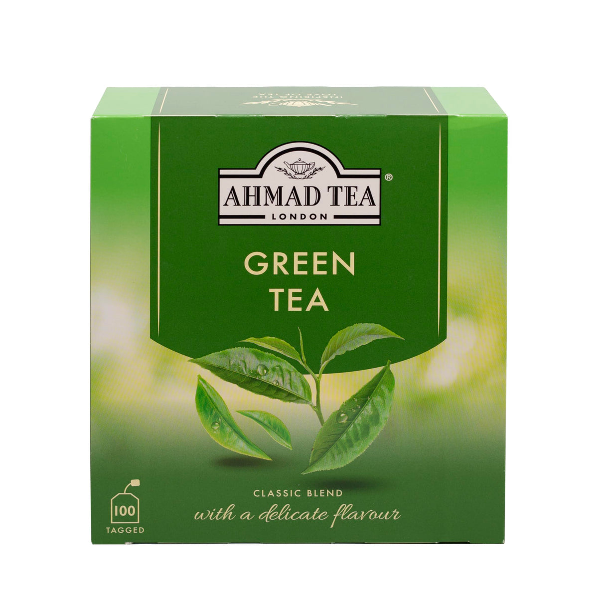 Ahmad Tea Thé Vert – emballage sachets, pratique pour des pauses rapides et faciles.