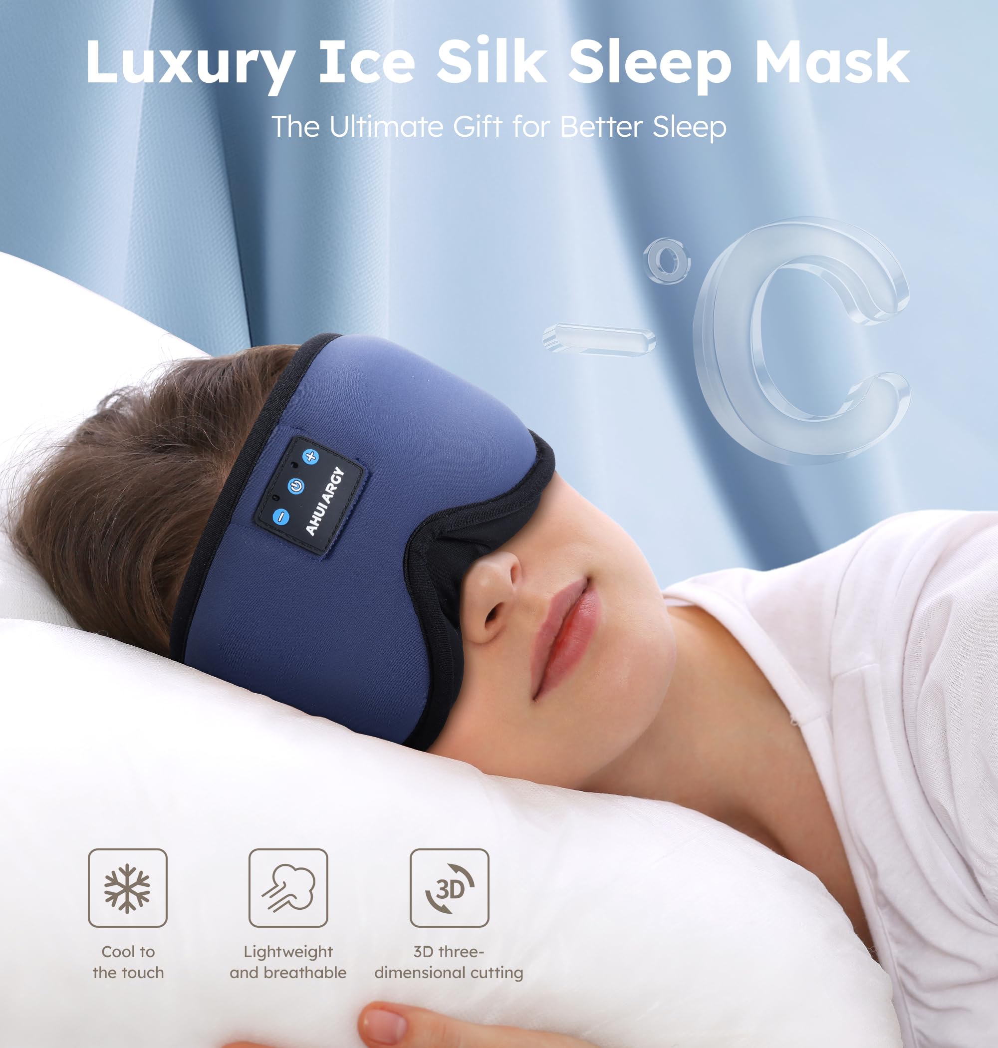 AHUIARGY masque yeux Bluetooth 5.4 intégré: son clair et sans pression.