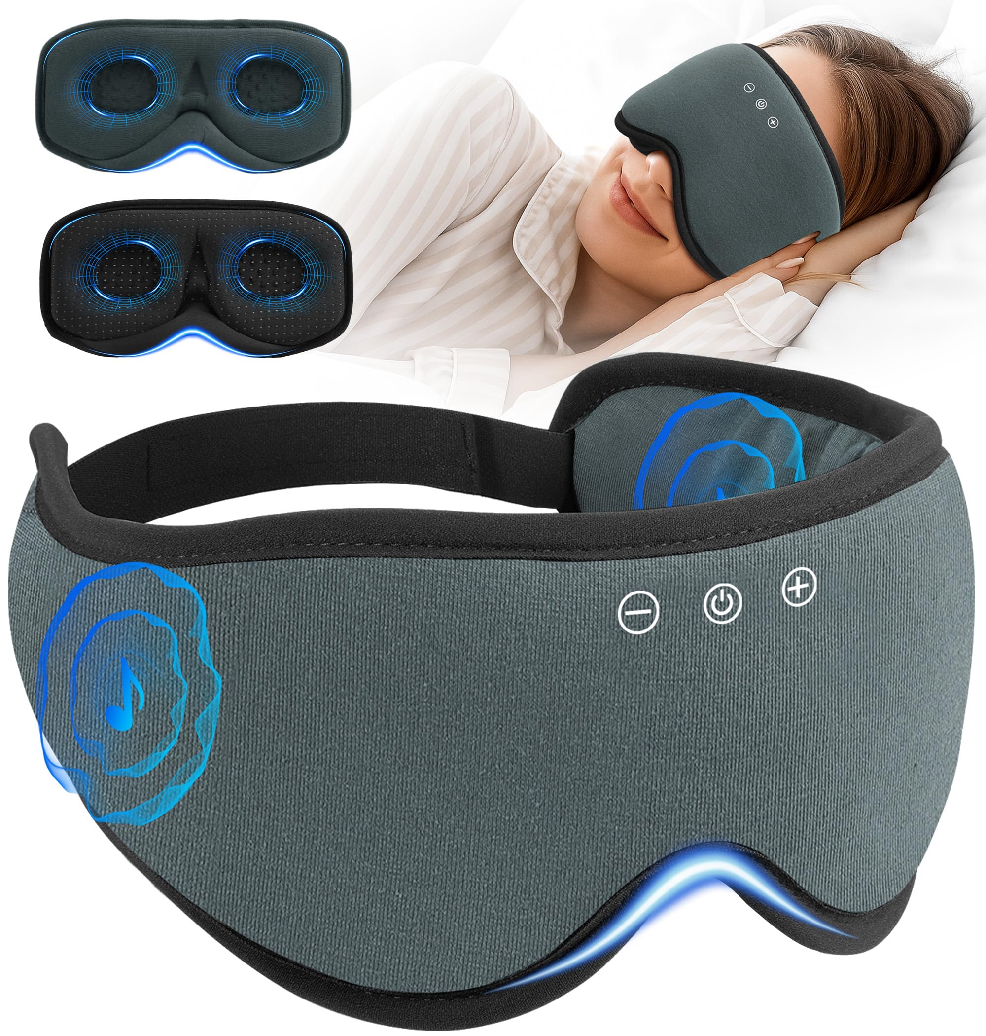 AHUIARGY masque-sommeil Bluetooth en bambou-coton pour sommeil confortable