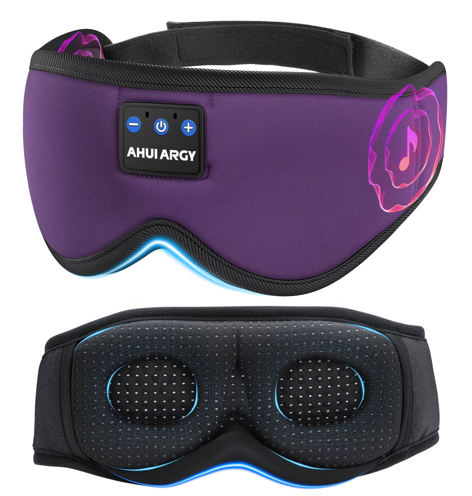AHUIARGY masque-sommeil-soie-glace-écouteurs: confort doux et audio intégré pour la détente nocturne.