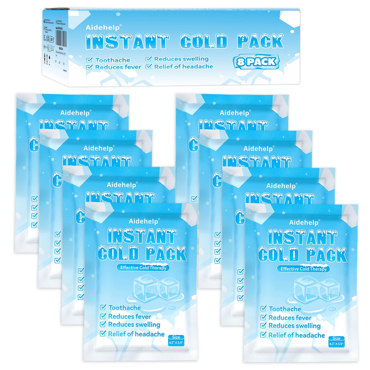 Aidehelp 8 pack glace rapide activation – soulagement rapide et pratique