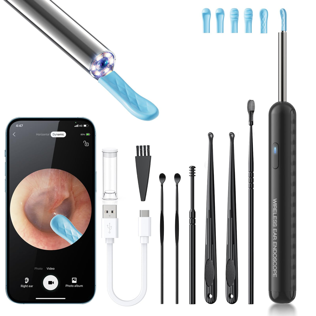 Otoscope AIFINI avec caméra 1080P et lumière LED pour inspection précise.