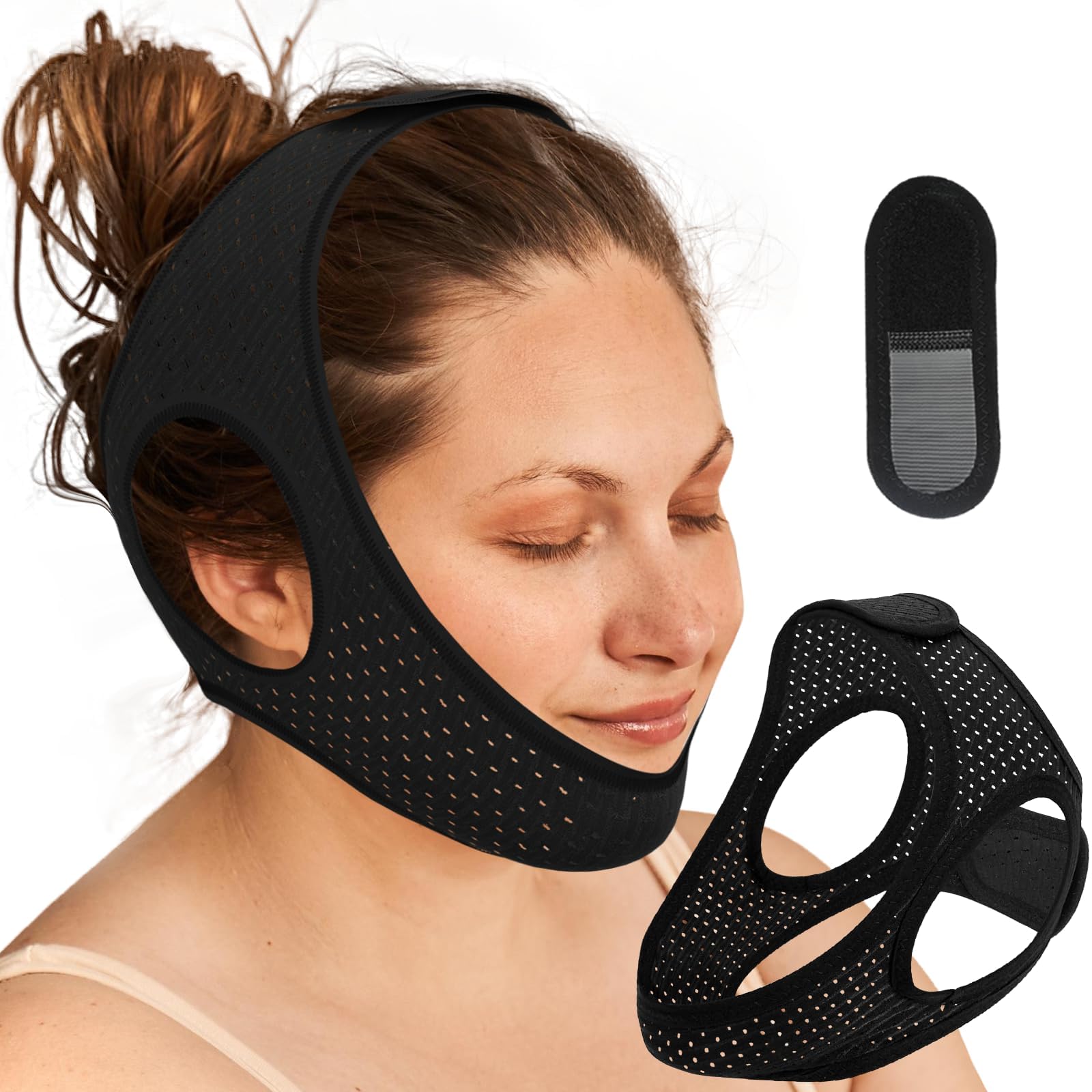 Aikaplus sangle menton anti-ronflement: maintien du menton pour une respiration fluide.