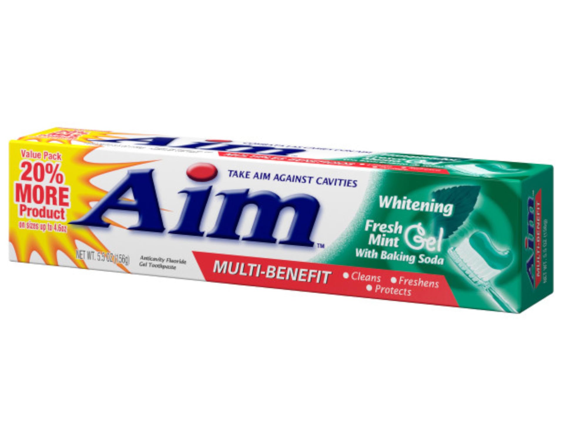 Aim dentifrice gel menthe fraîche, pack de six, pratique pour la routine familiale.